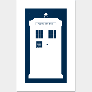 Simple White Tardis Silhouette Posters and Art